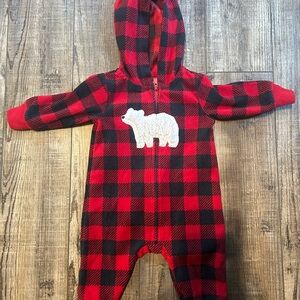 Carter's Red and Black Plaid Footie One Piece
